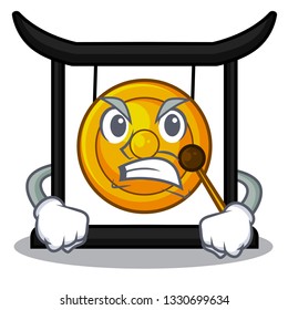 Angry golden gong isolated with the mascot