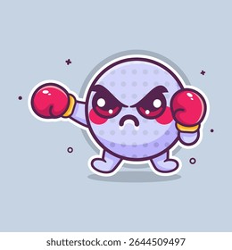 angry golf ball character mascot playing boxing sport isolated cartoon