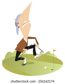 Angry Golfer Has Broken His Golf Club