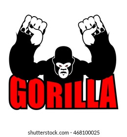 Angry gorilla. Aggressive big monkey. irritated wild animal. logo for sports team
