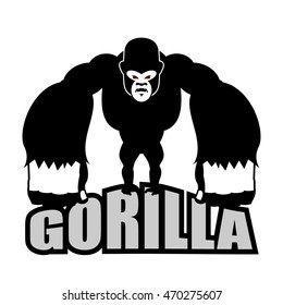 Angry gorilla. Aggressive big monkey. irritated wild animal. logo for sports team
