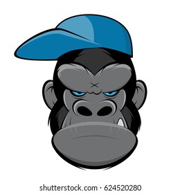 angry gorilla with a cap