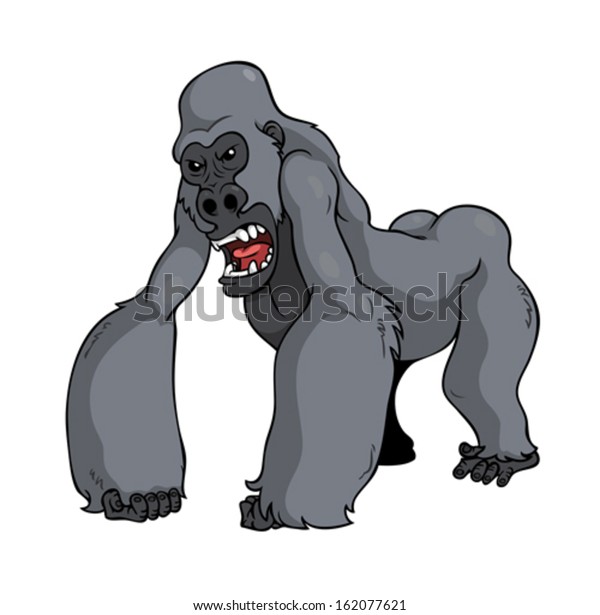 Angry Gorilla Cartoon Isolated On White Stock Vector (Royalty Free