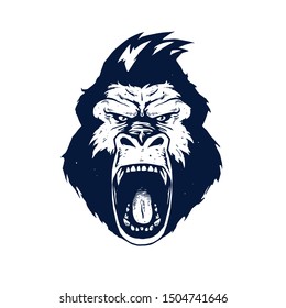 Angry Gorilla Face On Illustration
