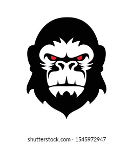 Angry gorilla face with red eye icon vector illustration