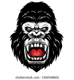 Angry Gorilla Face Vector Illustration