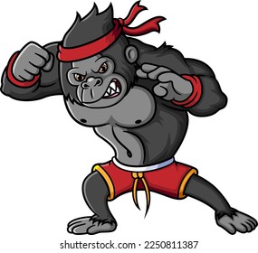 Angry Gorilla fighter cartoon character of illustration
