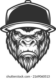 GORILLA ENOJADA CON DISEÑO DE ILUSTRACIÓN DE VECTOR DE SOMBRA