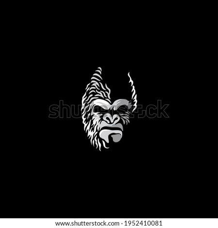 angry gorilla head character logo vector illustration