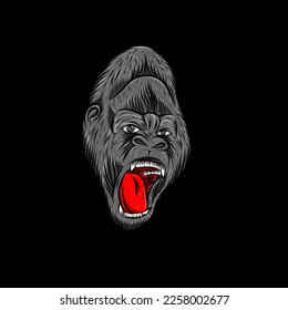 angry gorilla head color vector