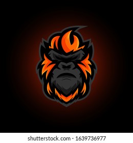 angry gorilla head e sports logo vector graphic