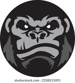 Angry Gorilla Head (Editable) - Vector Illustration