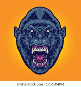 ANGRY GORILLA HEAD ILLUSTRATION DESIGN