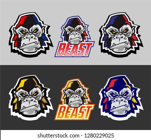 angry gorilla head for logo icon mascot