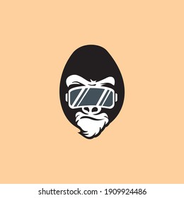 angry gorilla head logo template vector. 
Monkey face logo template vector. Ape logo template