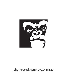 angry gorilla head logo template vector. 
Monkey face logo template vector. Ape logo template
