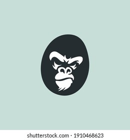 Angry Gorilla Head Logo Template Vector. 
Monkey Face Logo Template Vector. Ape Logo Template