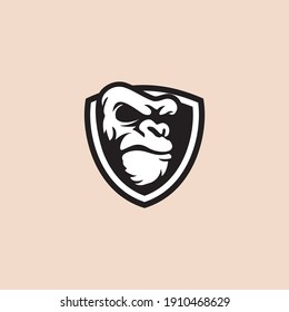 angry gorilla head logo template vector. 
Monkey face logo template vector. Ape logo template