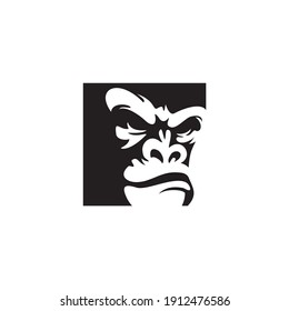 Angry Gorilla Head Logo Template Vector. 
Monkey Face Logo Template Vector. Ape Logo Template