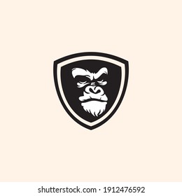 angry gorilla head logo template vector. 
Monkey face logo template vector. Ape logo template