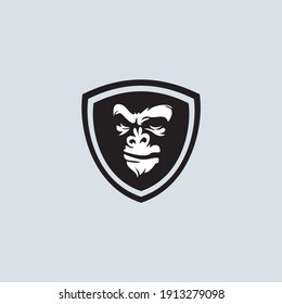 angry gorilla head logo template vector. 
Monkey face logo template vector. Ape logo template