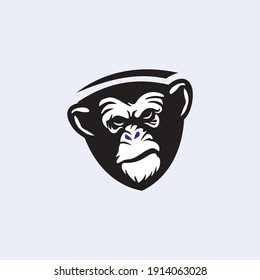 angry gorilla head logo template vector. 
Monkey face logo template vector. Ape logo template