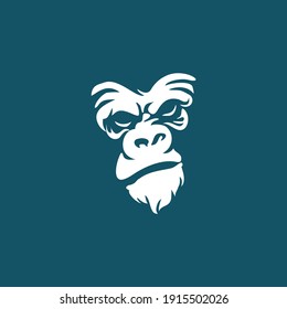angry gorilla head logo template vector. 
Monkey face logo template vector. Ape logo template