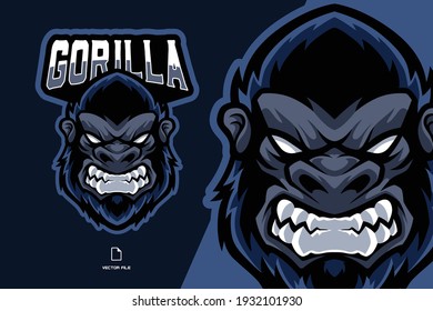 angry gorilla head mascot logo illustration cartoon