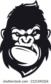 Angry Gorilla head - Monkey vector template logo, icon, Design. illustration, ferocious gorilla head on the background