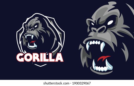 angry gorilla head sports logo mascot illustration