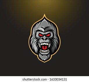 Angry gorilla head vector, gorilla esport logo