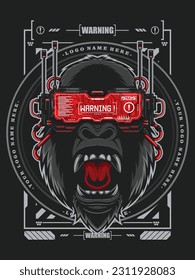 Angry gorilla head vector illustration