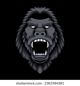ANGRY GORILLA HEAD VECTOR ILLUSTRATION
