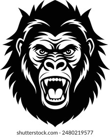 Angry gorilla head  vector illustration