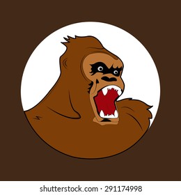 Angry gorilla head. Vector illustration. EPS 10.