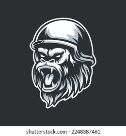 Angry gorilla with helmet vector illustration