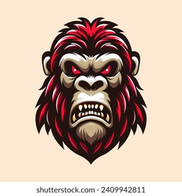 Angry Gorilla kingkong e sport style logo illustration vector, bold and brave fighter club or comunity.