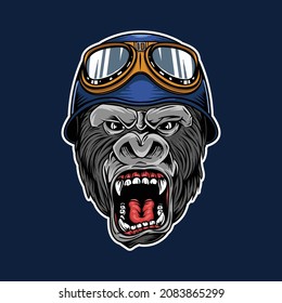 angry gorilla kong whit motorcycle helmet