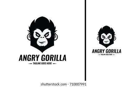 Angry gorilla logo design template. Vector illustration