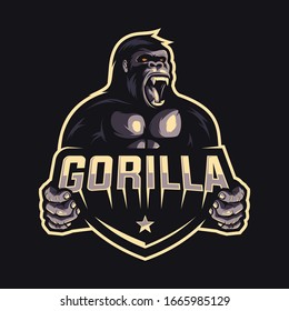 angry gorilla logo design vector