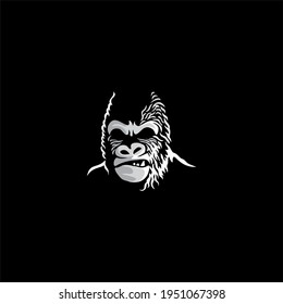 Angry gorilla logo in monochrome style. Vector vintage illustration