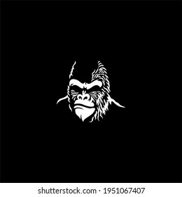 Angry gorilla logo in monochrome style. Vector vintage illustration