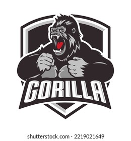 Angry Gorilla Mascot Logo Desain. Gorilla Mascot Logo Design Vector Illustration