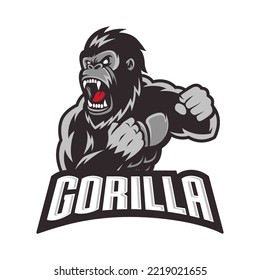 Angry Gorilla Mascot Logo Desain. Gorilla Mascot Logo Design Vector Illustration