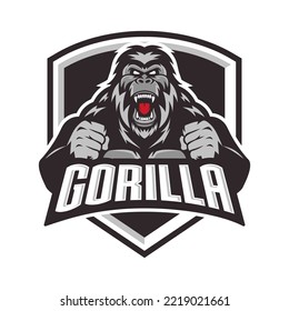 Angry Gorilla Mascot Logo Desain. Gorilla Mascot Logo Design Vector Illustration