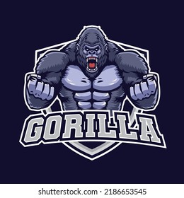 Angry Gorilla Mascot Logo Illustration