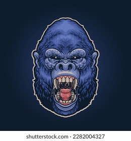 angry gorilla mascot logo illustration