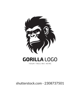 Angry Gorilla Mascot and minimal logo icon vector silhouette