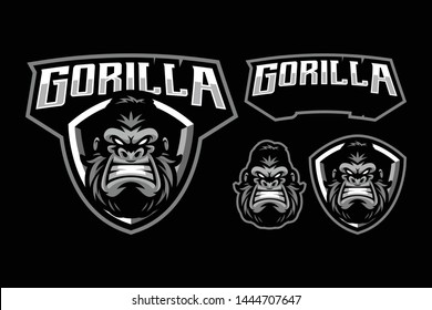 Angry Gorilla mascot sport / e-sport style isolated on black background