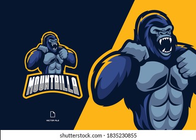 angry gorilla mascot sport game team logo illustration